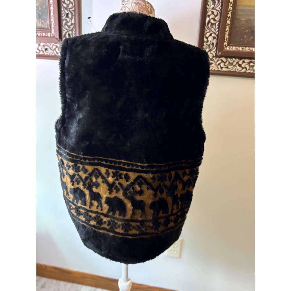 Vintage animal print faux fur vest Bear Ridge Outfitters XL Made in USA - Picture 3 of 10